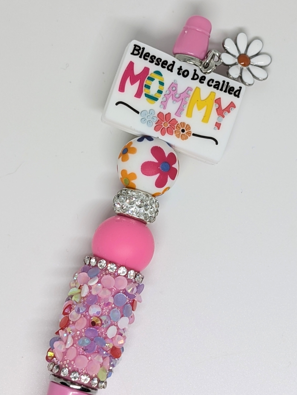 Handmade Blessed To Be Called Mommy Beaded Silicone Focal Bead Pen